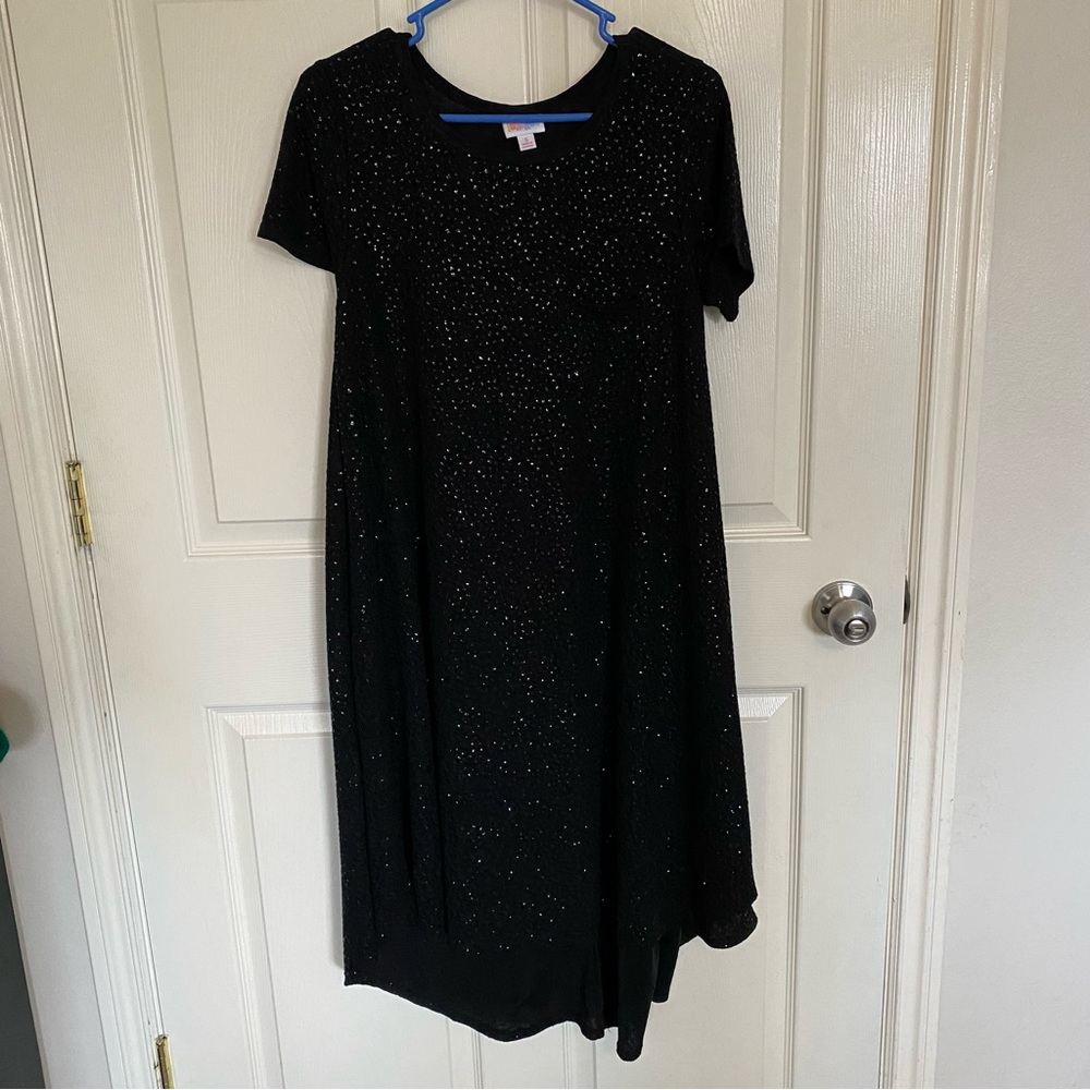 LuLaRoe Elegant Carly, black sequins, size small